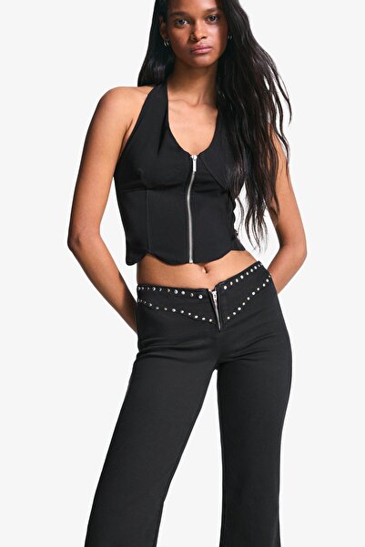 Bershka Çıtçıtlı ve fermuarlı pantolon