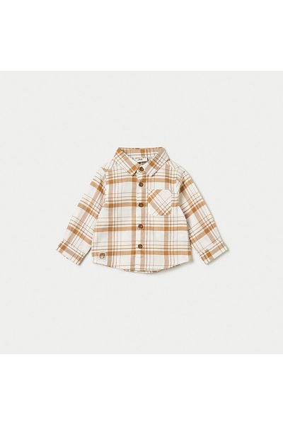 Juniors Checked Shirt with Long Sleeves and Pocket