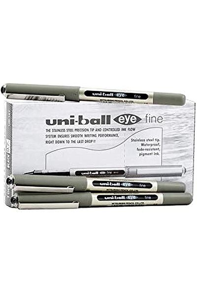 UNİ-BALL Uniball Eye Fine Roller Pen UB157 Black 12 Pc Pack