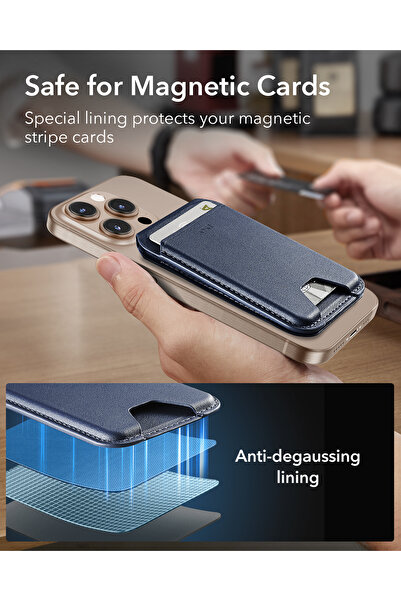 ESR Halolock Vegan Leather Wallet Stand 5 Card Holder, Dark Blue