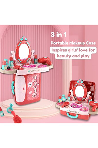 Arabest Lightweight Pretend Beauty Dresser Vanity Makeup Play Set for Kids, C...