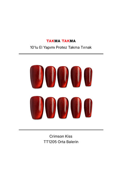 Takma Takma 10'lu Kırmızı Orta Balerin TT1205 Tekrar Kullanılabilir El Yapımı...
