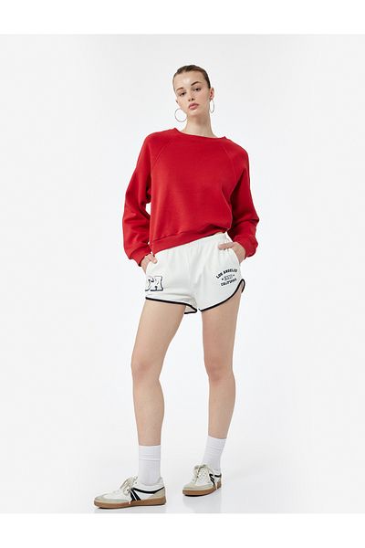 Koton Cotton Crew Neck Raised Sweatshirt