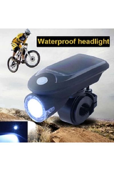 Carsons Solar & USB Rechargeable Bike Headlight, Powerful LED, 3 Lighting Modes, Black