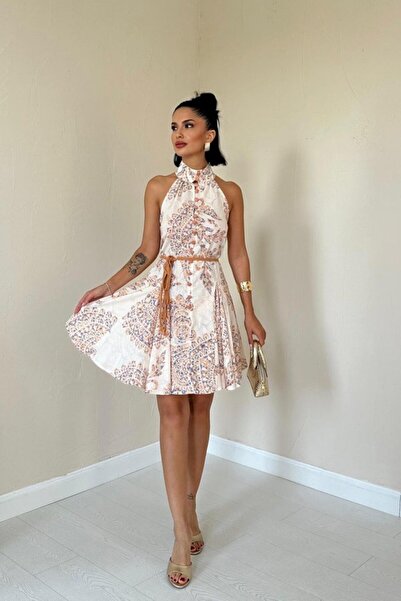 Lady Moss Rochie Ecru cu gât Halter