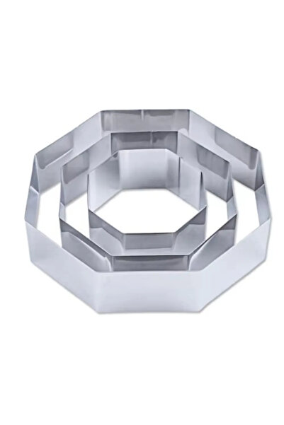 ABYZ Σετ 3 εξαγωνικών φόρμων για κέικ 19,5/15/10 cm και ύψους 4,5 cm για ψήσιμο, διακόσμηση και δημιουργία επιδορπίων