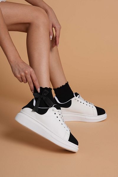 JOSEPHWORLD Lt109 White Black Suede Women's Sneaker