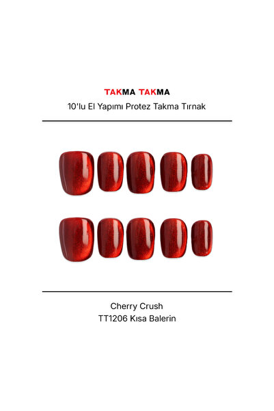 Takma Takma 10'lu Kırmızı Kısa Kare TT1206 Tekrar Kullanılabilir El Yapımı Pr...