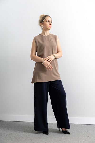 TUĞBA ERGÜL Women's Linen Sleeveless Tunic