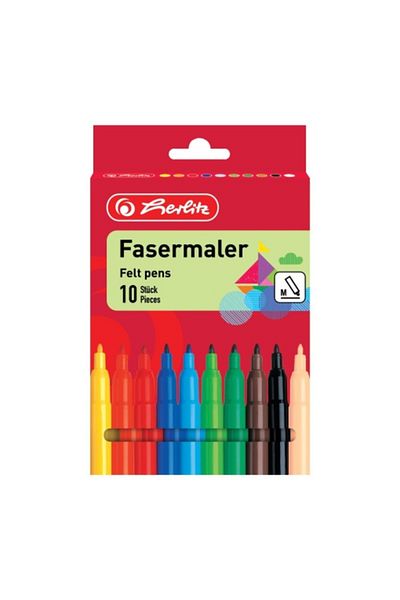 Herlitz Green Line Marker Set 2 mm, Material Plastic, Assorted Colors, Set of 10