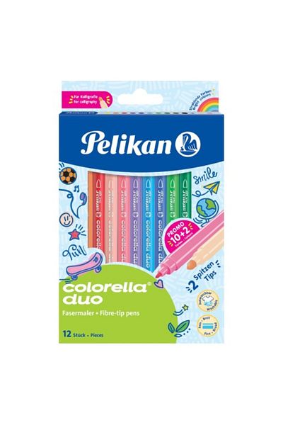 Pelikan Colorella Duo C407 Markers, Material Plastic, Assorted Colors, Set of 12