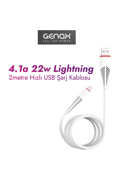 GENAX Kalın Uçlu Lightning Kablosu – 2M