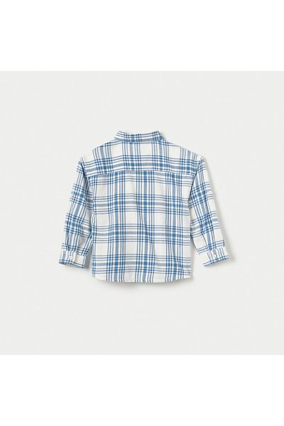 Juniors Checked Shirt with Long Sleeves and Pocket