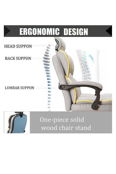 COOYA Computer Chair, Ergonomic, With Footrest, 65x65x130cm, Suitable For Home Office, White