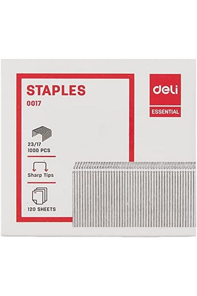 Deli 23/17 No. Stapler Pin, 1000-Pieces, Silver