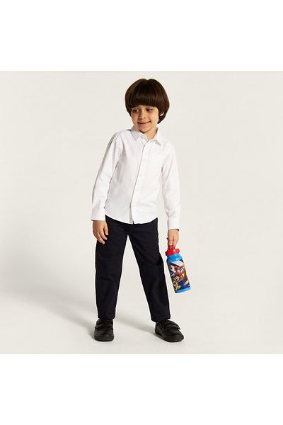 Juniors Solid Shirt with Long Sleeves and Pocket