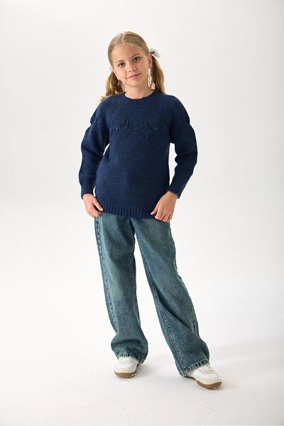 Nisrakids Girls' Knitwear Sweater - Crew Neck and Long Sleeve Casual Model