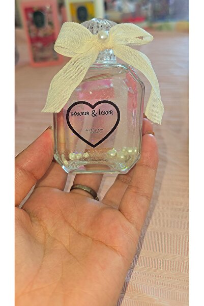 yağmur candle Kurdeleli Şişe İnci Boncuklu ve Simli Limon Kolonyası