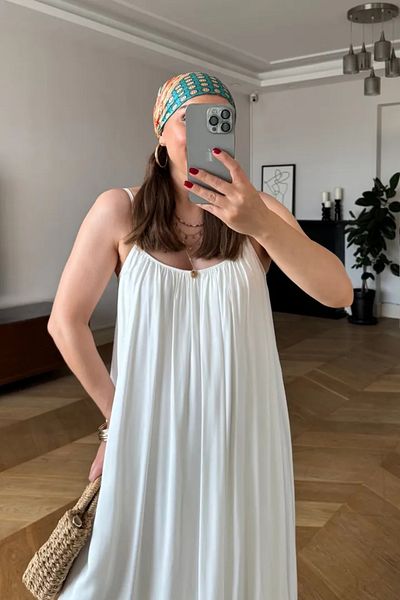Tuba Butik Flowy Midi Dress with Adjustable Straps