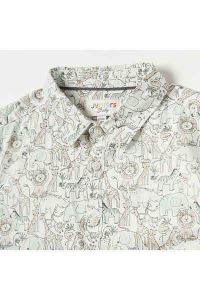 Juniors All-Over Print Shirt with Short Sleeves