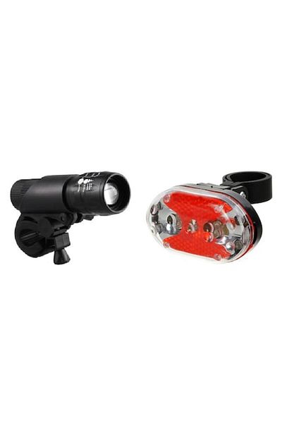 Carsons Far zoom & stop 9 LED, bike light set with 3 lighting modes, black