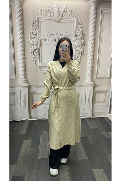 EGELİMODA سترة طويلة من الكتان المحتشم