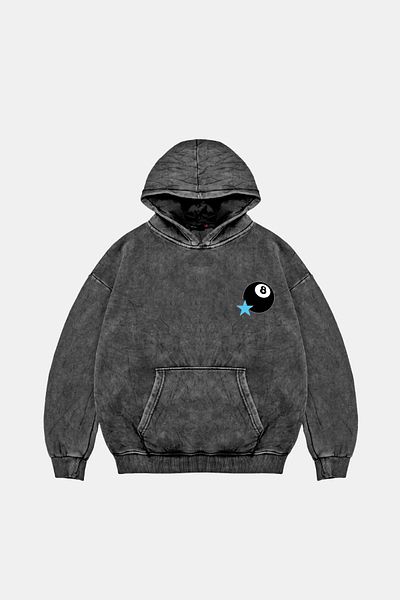 Sekizbiraltı Hanorac oversize unisex negru cu spălare Star Eight Ball
