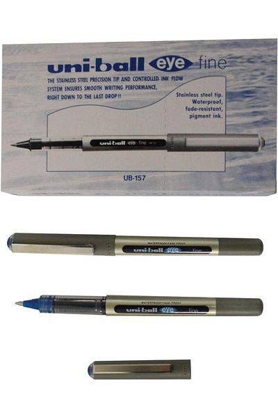 UNİ-BALL قلم حبر جاف POSCA Eye Fine UB-157، 0.5 مم، أزرق [عبوة من 12 قلمًا]