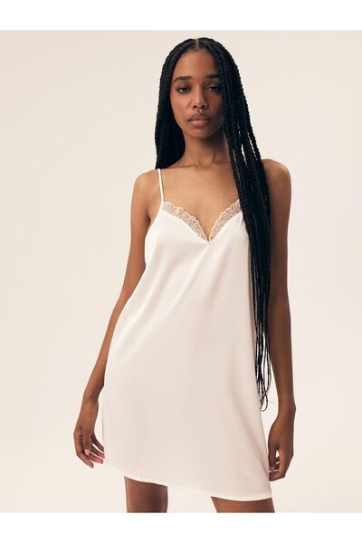 ESOTIQ Cămașă de noapte pentru femei, fără mâneci, din satin, cu detalii din ...