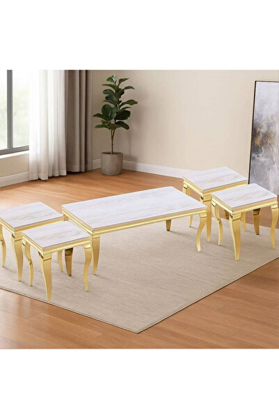 DEC4 4+1 steel marble serving table set