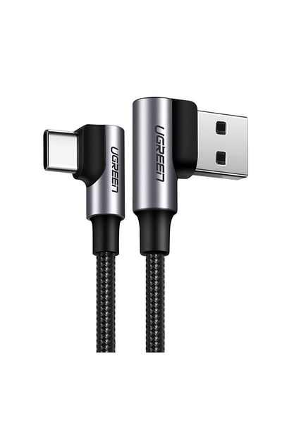 Ugreen Cablu USB împletit unghiular - USB-C Quick Charge 3.0 2m gri