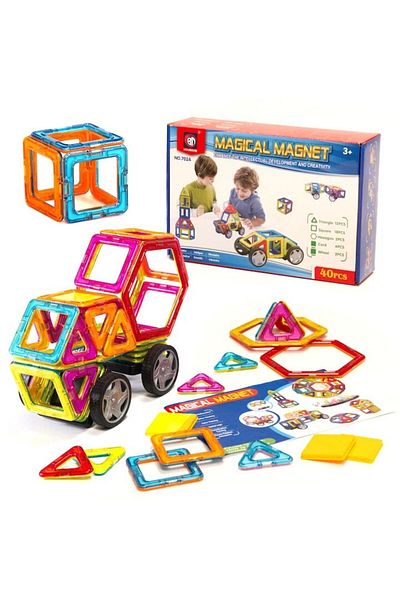 Glow Goods Interactive Magnetic Construction Set Educational and Creative for Kids, 40 Pieces, Multicolor