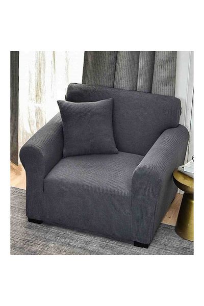 JOJO HOME Elastic Chair Cover for Armchair, Microfiber Plush, Dark Gray
