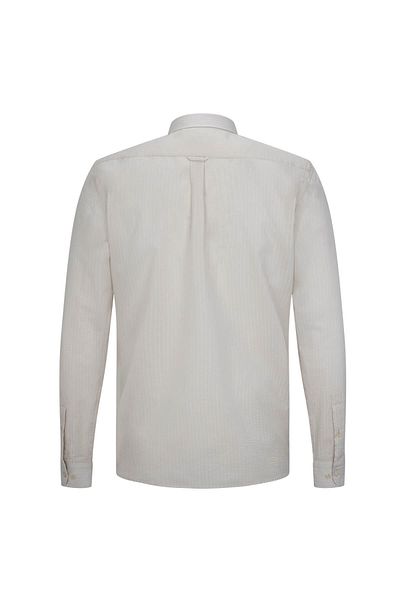 Hatemoğlu Ecru Comfort Fit 100% Cotton Slim Collar Long Sleeve Sports Shirt