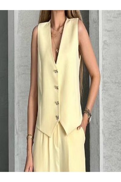 Melek Bebeğim Bow Button Detailed Vest