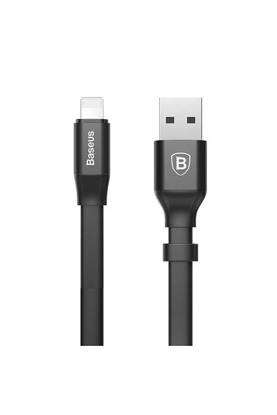 Baseus Płaski kabel przewód USB Iphone Lightning z uchwytem 2A 23CM czarny
