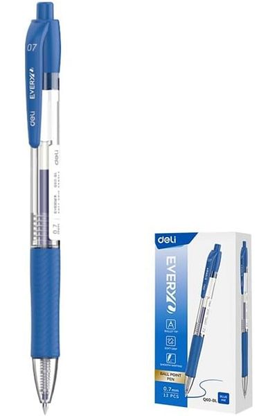 Deli EQ60-BL 0.7 mm Bullet Tip Ballpoint Pen 12-Pieces