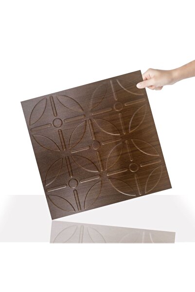 TİNK 3 Boyutlu Duvar Paneli Kabartmalı Geometrik Yuvarlak Desen Pvc 41x41 cm/ 6 Adet /1 m² Teak