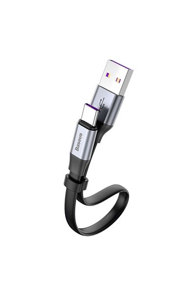 Baseus Simple płaski kabel przewód USB USB-C 5A 40W Quick Charge 3.0 QC 3.0 23cm szary