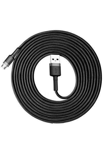 Baseus Cablu USB microUSB rezistent din nailon 2A 3M negru și gri