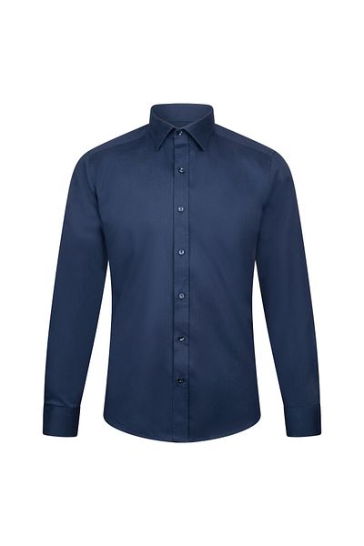 Hatemoğlu Navy Blue Slim Fit Slim Collar 100% Cotton Long Sleeve Flannel Shirt