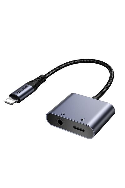 Joyroom Adaptor 2 în 1 pentru încărcător iPhone + căști Lightning / mini jack 3,5 mm negru