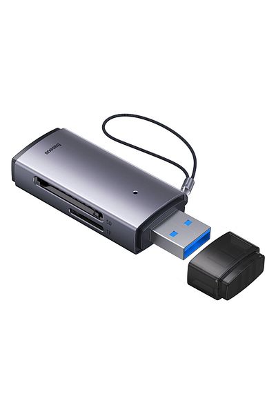 Baseus Adaptor cititor carduri USB SD/TF seria Lite, gri