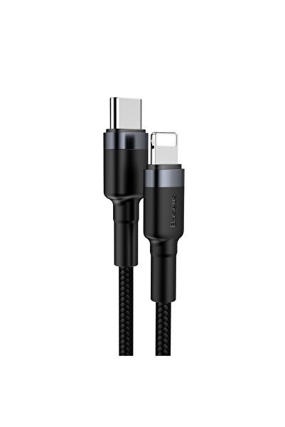 Baseus Wytrzymały nylonowy kabel przewód USB-C PD Iphone Lightning 18W QC3.0 1m czarny-szary