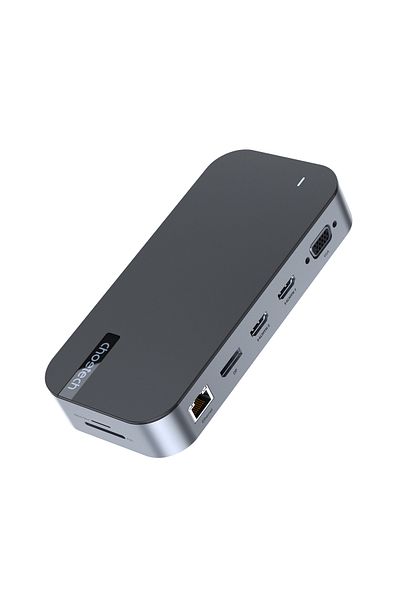 CHOETECH HUB Adapter M52 USB-C USB-A hdmi vga dp sd tf RJ45 aux PD szary