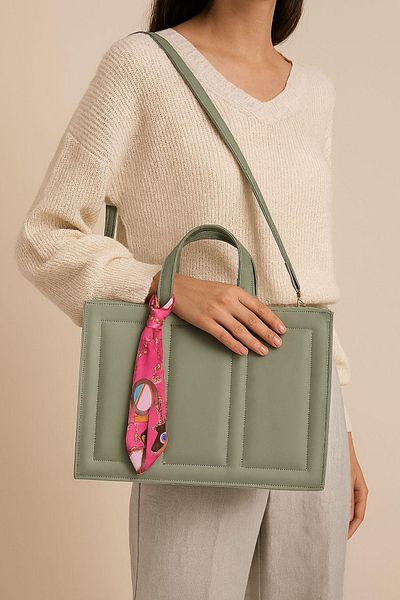 ESTUTE Women's Stylish Hand and Shoulder Bag – Scarf Detail
