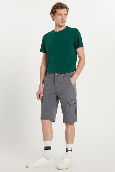 Tudors Ανδρικό σορτς Relax Fit Άνετο 100% βαμβακερό Cargo Pocket Grey Capri
