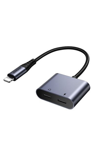 Joyroom Adaptor 2 în 1 pentru încărcător iPhone + căști Lightning / 2x Lightning negru