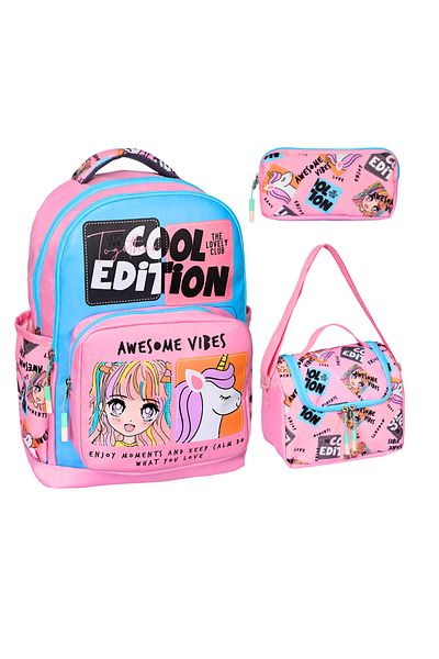 Lifonbag Unisex Children's School Bag Set Lunch Box and Pen Holder