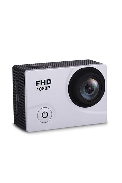 Hurtel Kamera sportowa 1080P Full HD Wi-Fi 12Mpx wodoodporna szerokokątna + akcesoria biała